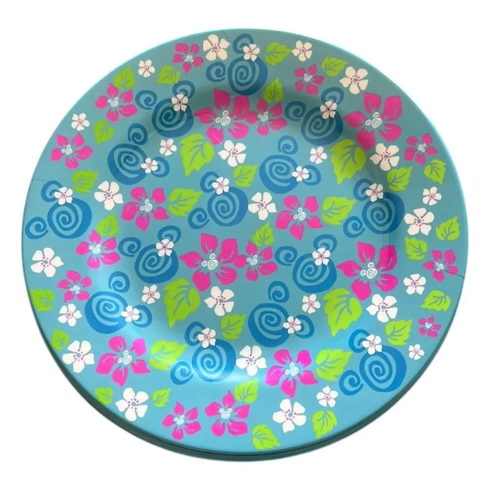 Disney Tropical Hidden Mickey Plastic Dinner Plates Summer Barbecue Set of 4